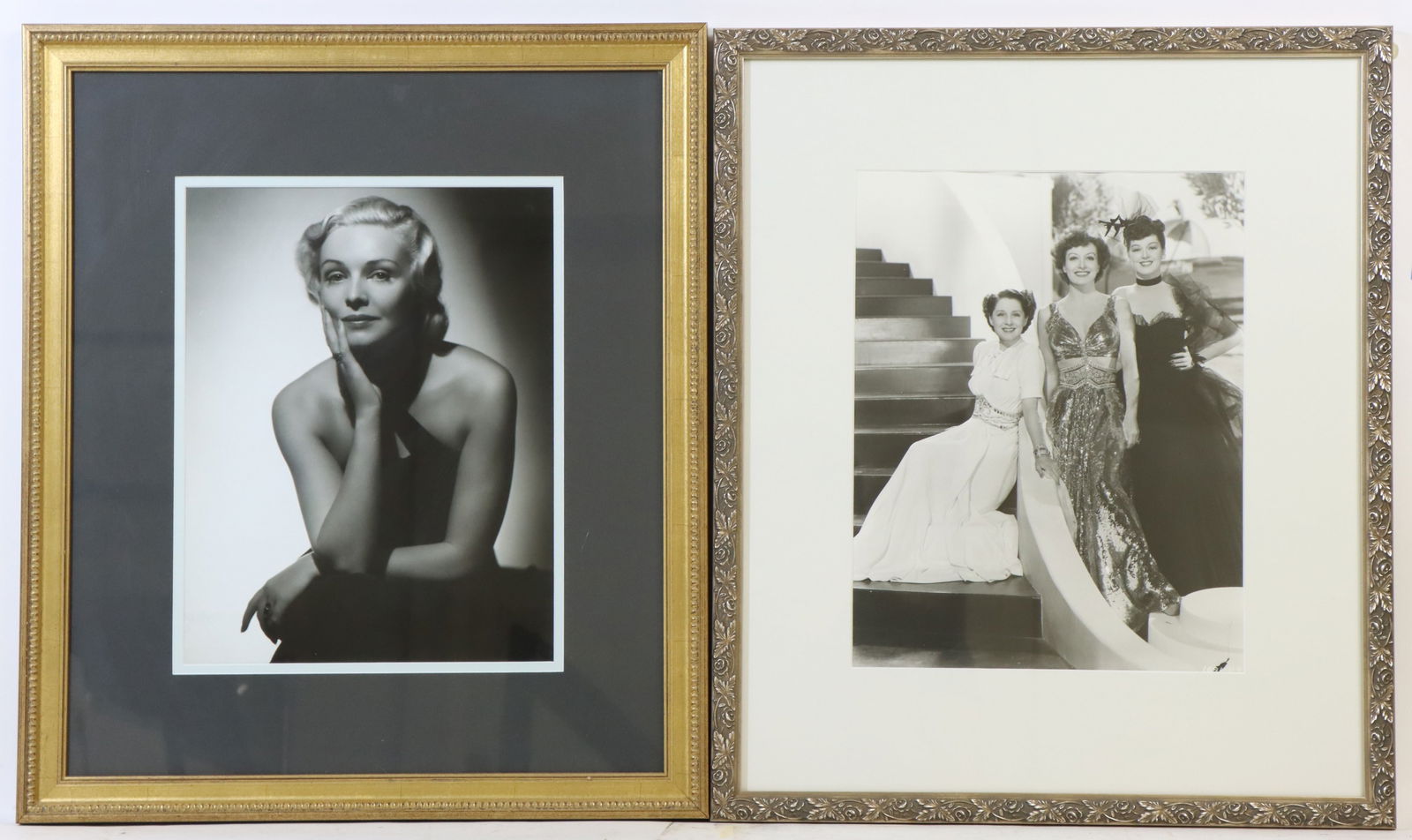 George Hurrell & Lazslo Willinger Celebrity Portraits: Lazslo Willinger celebrity portrait of Joan Crawford, Jane Russell and Norma Shearer, framed, includes COA. George Hurrell celebrity portrait of Madeleine Carroll, framed. Larger piece 21.75”h x