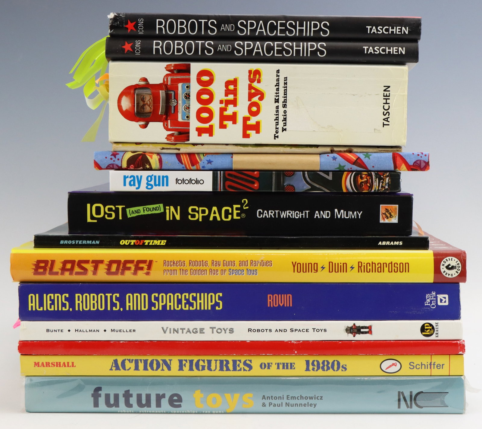 Toy Robot Reference Books: Includes autographed copy of “Lost (and Found) in Space, 1000 Tin Toys, Future Toys, Action Figures of the 1980’s, Ray Gun, Robots and Spaceships, Vintage Toys and more. Includes Dell Neutro and M