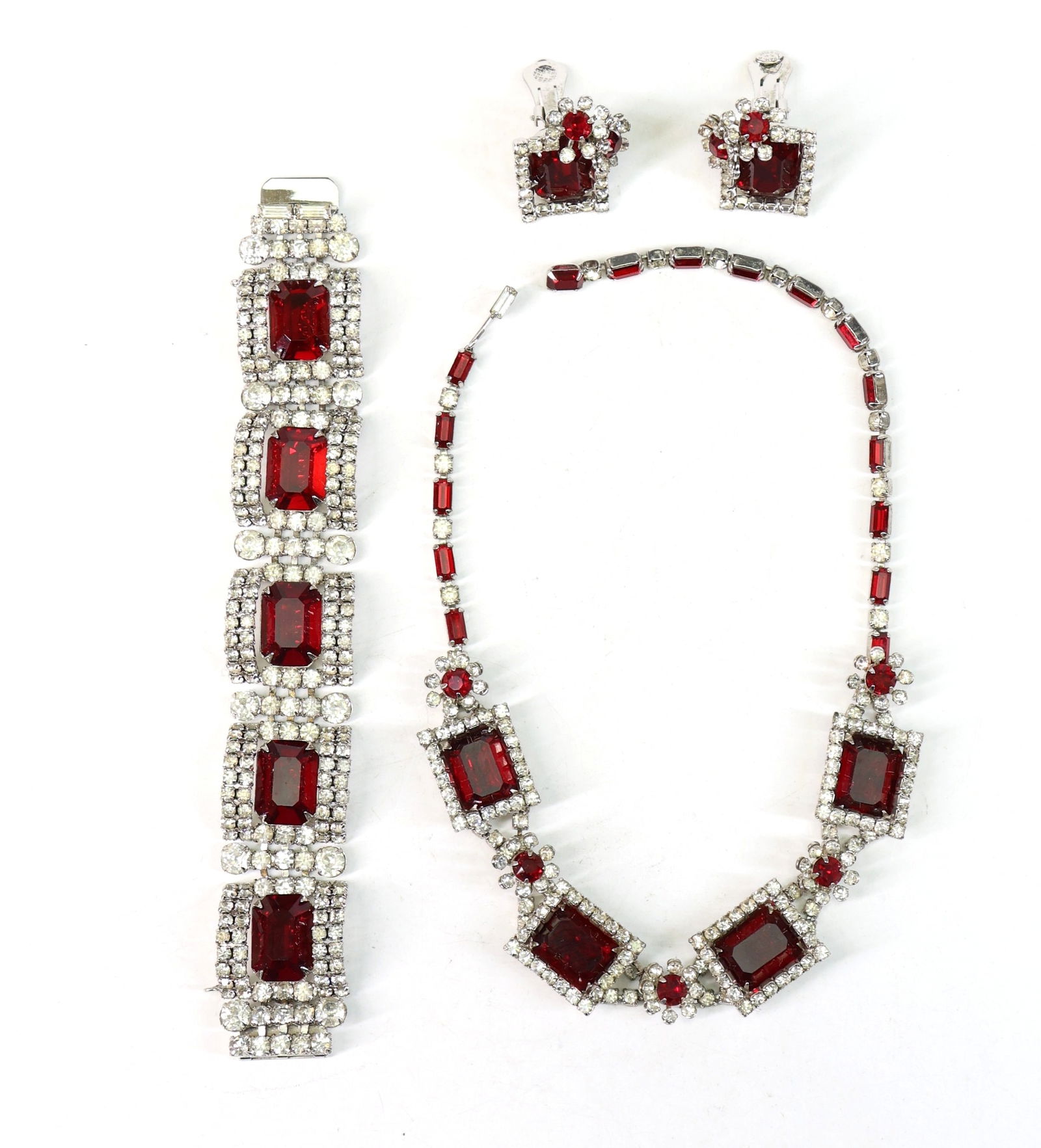 Kramer Ruby Red and Clear Rhinestone Suite (1 of 9)