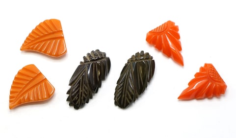 Vintage Carved Bakelite Dress Clips
