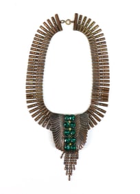 Reinad Copper and Green Rhinestone Necklace