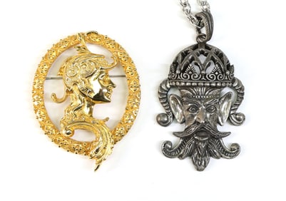 Lucien Piccard Brooch and Pendant Necklace