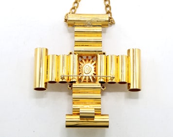 Original by Robert Gold-Tone Cross Pendant Necklace with Crystal Accents
