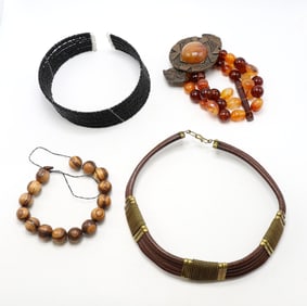 Jewelry With Beaded, Brass, and Stone Accents