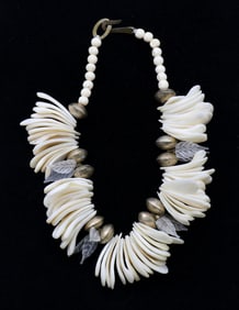Shell and Bead Necklace with Metal Accents