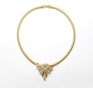 Trifari Gold-Tone Necklace with Rhinestone Pendant
