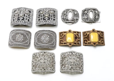 Vintage Shoe Buckles with Decorative Designs
