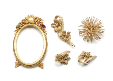 Gold-Tone Floral and Pearl-Accented Jewelry