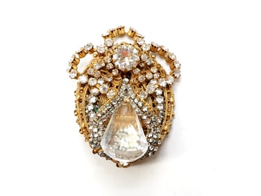 Miriam Haskell Gold-Tone and Rhinestone Brooch