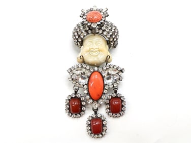 Lawrence VRBA Rhinestone and Gemstone Brooch