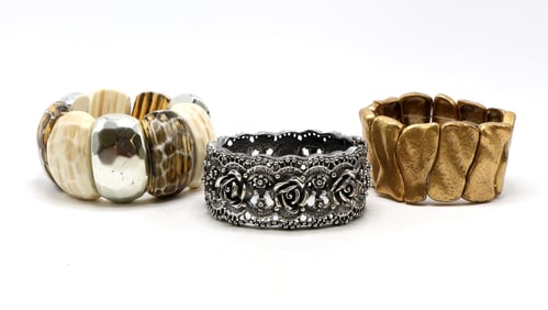 Bracelets Featuring Gold-Tone, Silver-Tone, and Beaded Designs