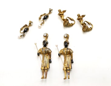 Sterling Silver Figural Brooches and Earrings