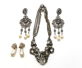 Earrings and Miriam Haskell Necklace