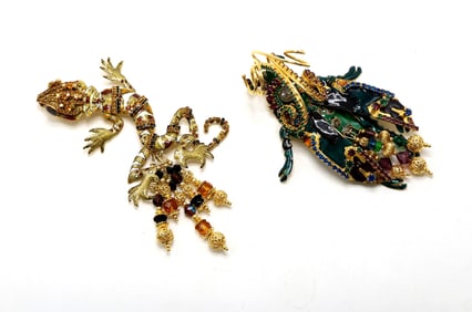 Lunch at the Ritz Beetle and Lizard Brooches