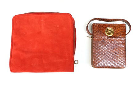 Snake-Embossed Leather Purse and Suede Travel Case
