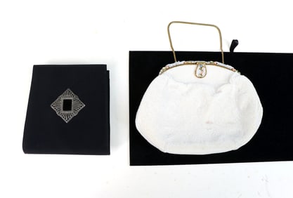 Beaded Evening Purse and Black Fabric Clutch