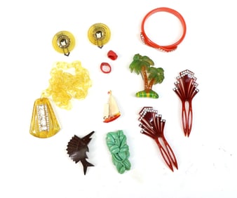 Assorted Bakelite and Rhinestone Costume Accessories