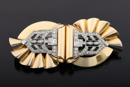 14k YG Diamond Brooch