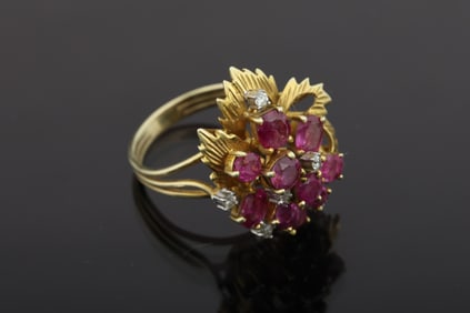 14k YG Ruby Diamond Ring
