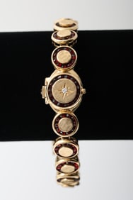 14K Lady's Lucien Piccard Garnet Wristwatch