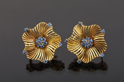 18k YG Sapphire Earrings