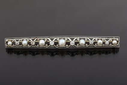 14k WG Diamond Pearl Pin
