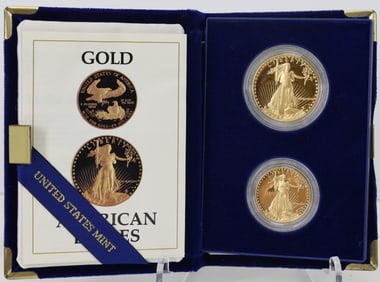 American Eagle 1 Oz and 1/2 oz Gold Proof Bullion Coins, 1987
