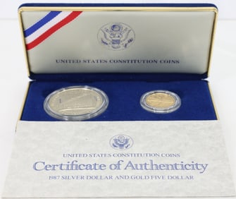 1987 U.S. Constitution Bicentennial Gold and Silver Proof Coins