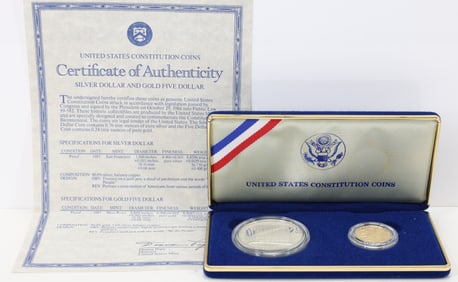 1987 U.S. Constitution Bicentennial Gold and Silver Proof Coins