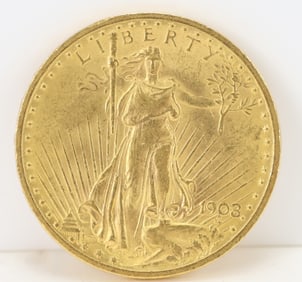 1908 $20 St. Gaudens Gold Coin
