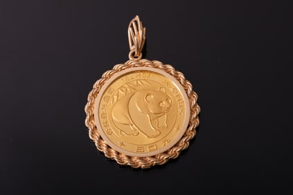 1988 Chinese Gold Panda 50 Yuan Coin Pendant