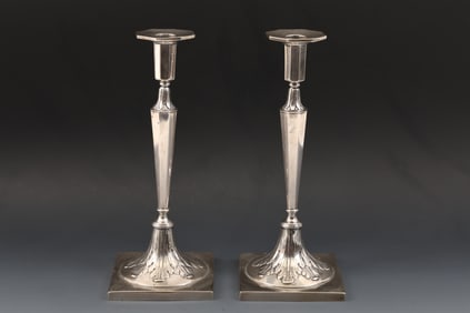19th C. German Silver Candlesticks