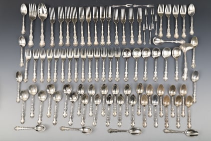 Gorham "Strasbourg" Sterling Silver Flatware Partial Service for 9