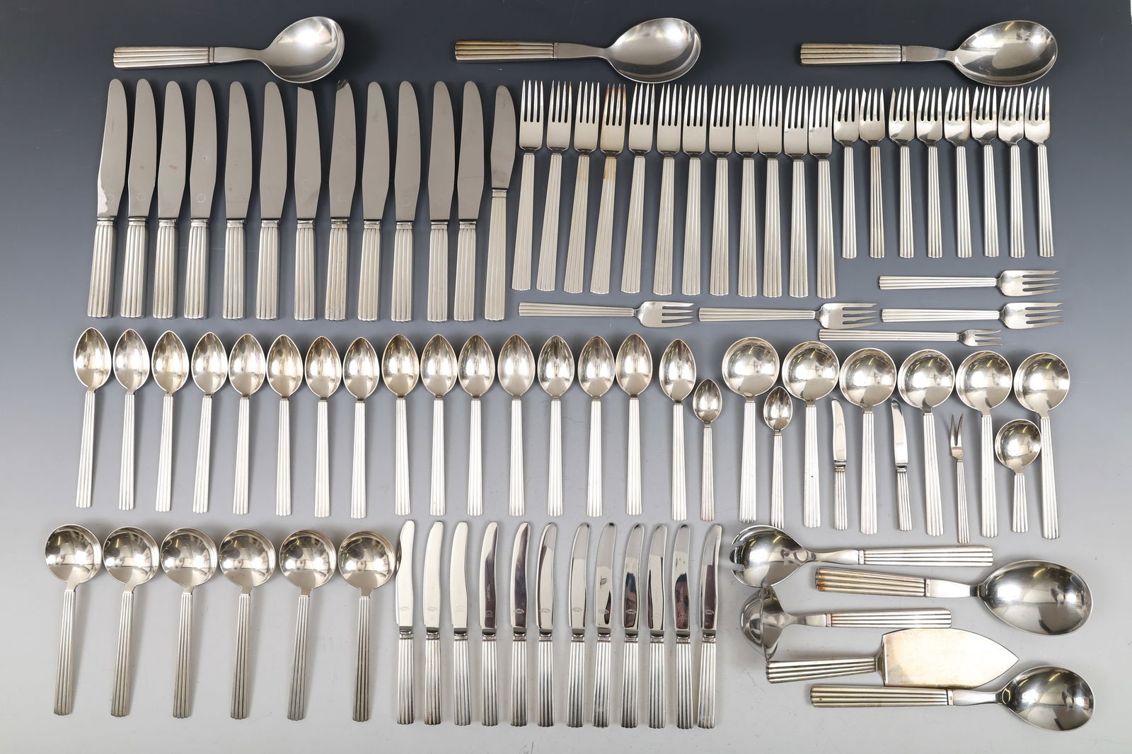 Georg Jensen "Bernadotte" Sterling Silver Flatware Service for 12 With Extras (1 of 4)