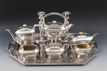 Gorham / Durgin "Fairfax - Engraved" Sterling Silver Tea and Coffee Service