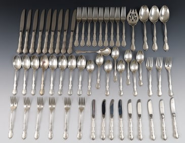 Lunt "Mignonette" Sterling Silver Flatware Service for 8 With Extras