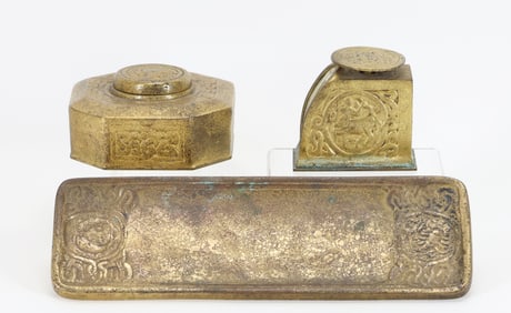 Tiffany Studios "Zodiak" Desk Set Accessories
