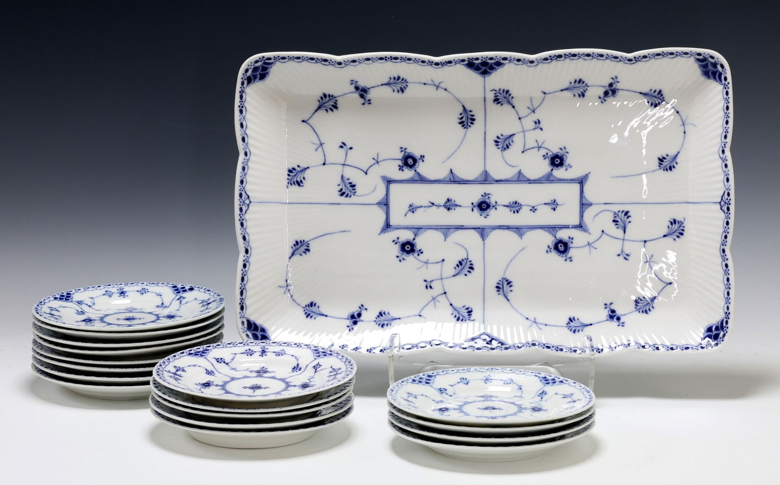 Royal Copenhagen "Blue Fluted - Half Lace" Porcelain Dessert Set (1 of 10)