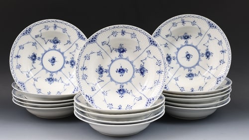 Royal Copenhagen "Blue Fluted - Half Lace" Porcelain Soup Bowls