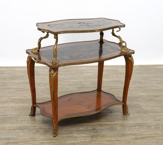 19th c. French Ormolu Mounted Marquetry Tea Table