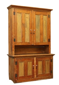 Early 19th c. Painted Pine Step-Back Cupboard