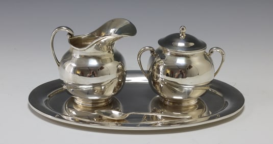 Mexican Sterling Silver Creamer and Sugar Set