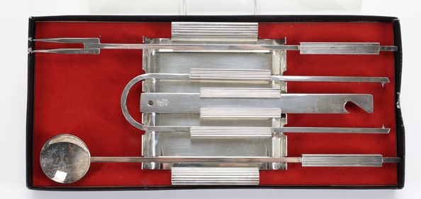 Italian Modernist Silver Plate Bar Set