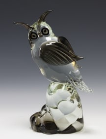 Licio Zanetti Murano Glass Owl Sculpture