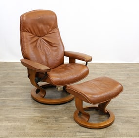Ekornes "Stressless" Reclining Chair and Ottoman