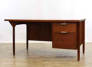 John Stuart Walnut Desk and Teak Chair