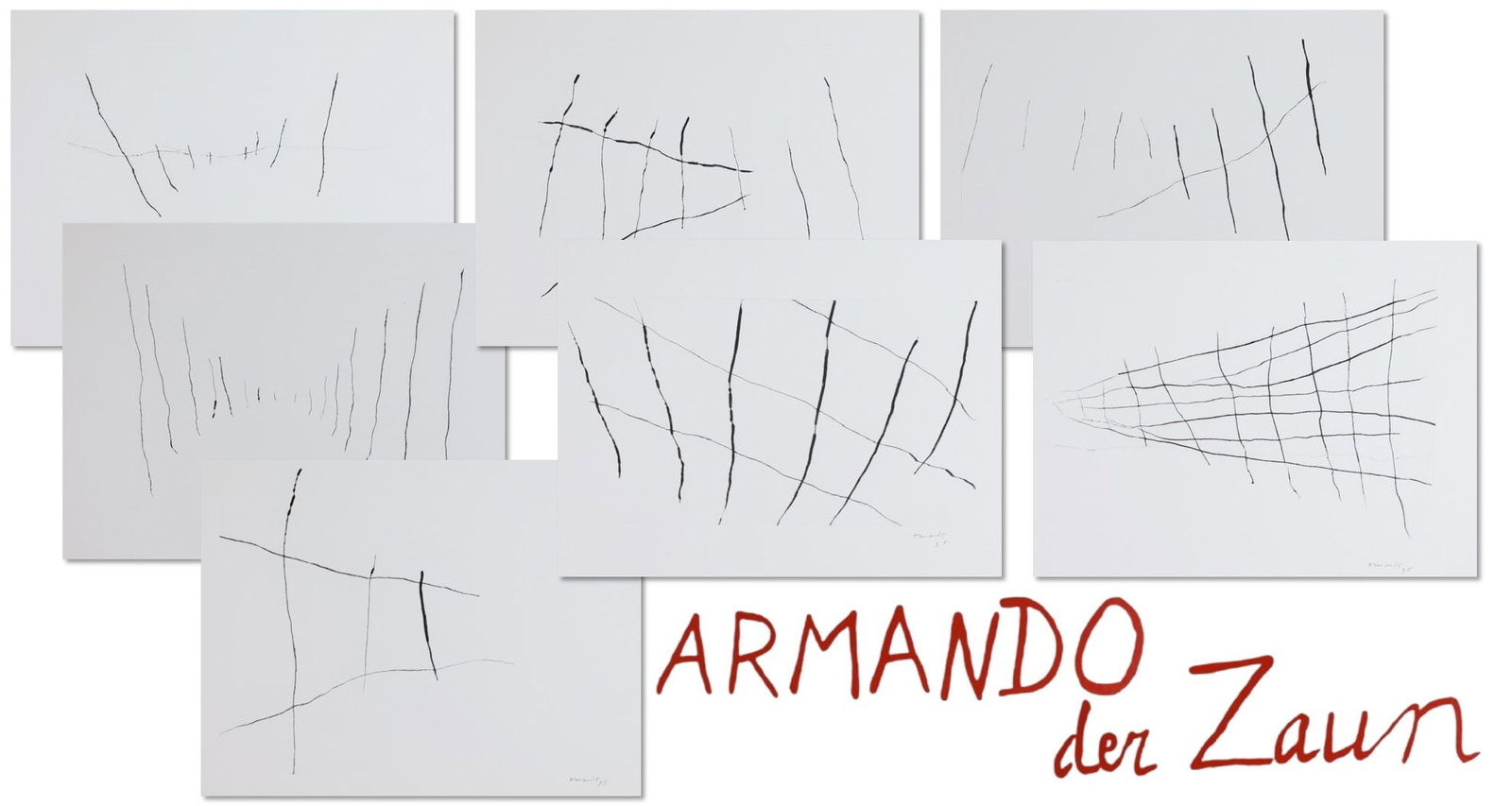 Armando (1929-2018): Complete set of seven drypoints,"der Zaun (The Fence)", on Hahnemühle paper, 1995, each signed and dated in pencil, numbered 3/10 on the justification page (there were also ten artist's proofs), loos