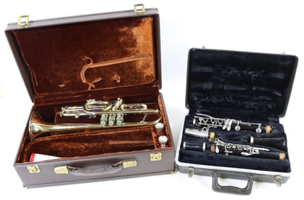 Olds "Super" Cornet and Unlabeled Bb Clarinet