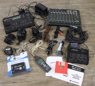 Samson MixPad 12 Mixer, DigiTech Vocalist, Live Wire DI Box, SPL Tester, and Assorted AC Adapters &