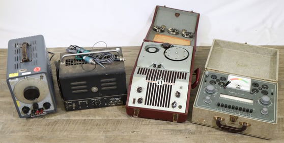 Webster-Chicago Model 80 Wire Recorder, Heathkit Model TC-2 Vacuum Tube Checker, Hammond Organ